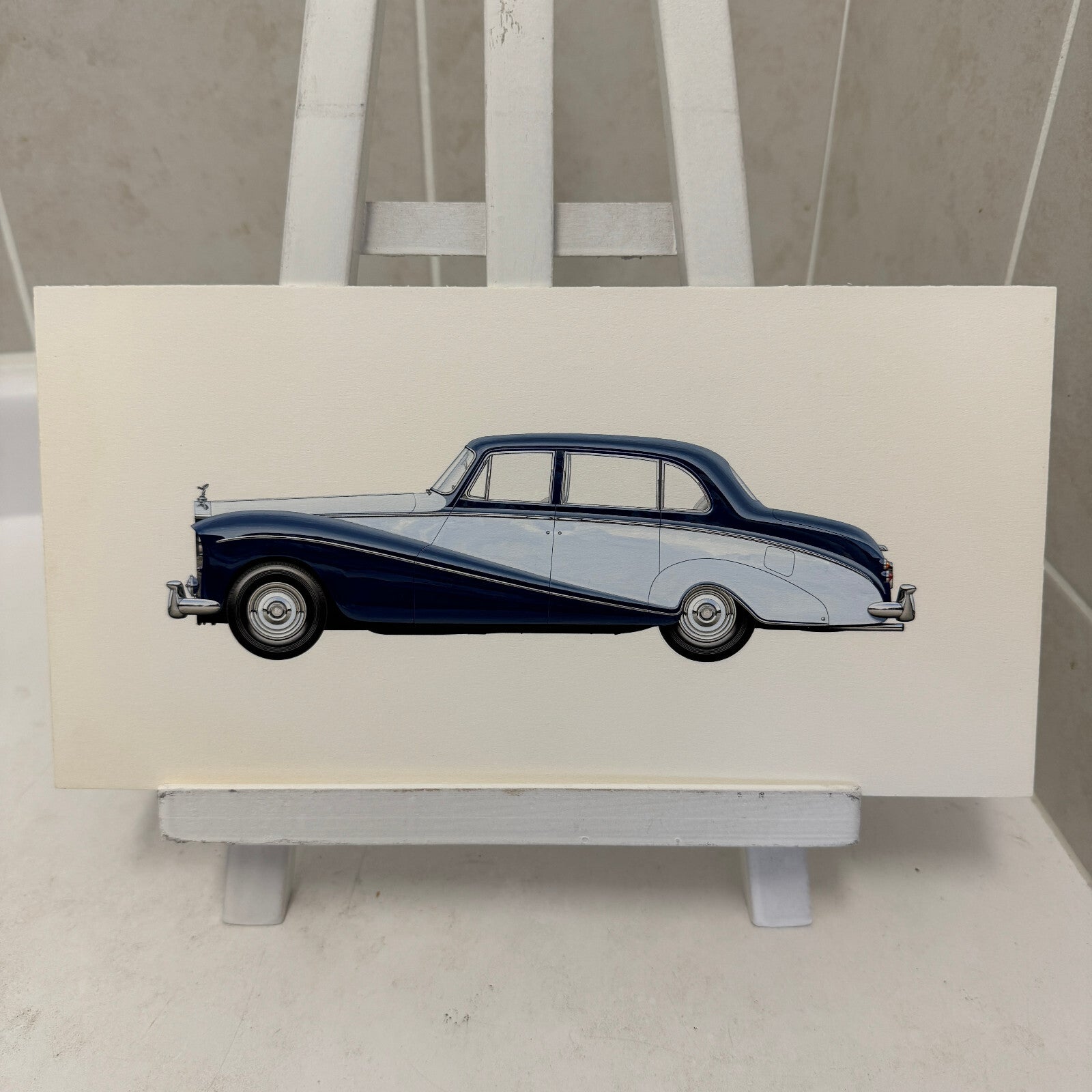 1958 Rolls Royce Silver Cloud Saloon Car Illustration Art Drawing Hand Drawn