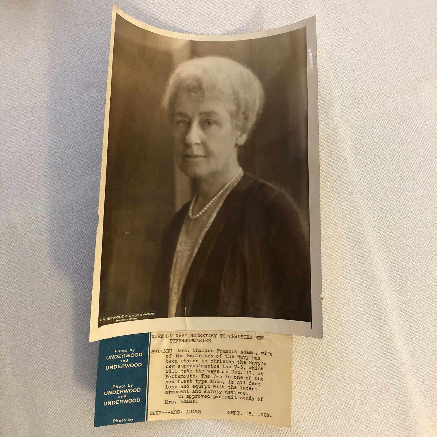 Press Photo Photograph Woman to Christen Super Submarine V-5 Sub Marine 1929
