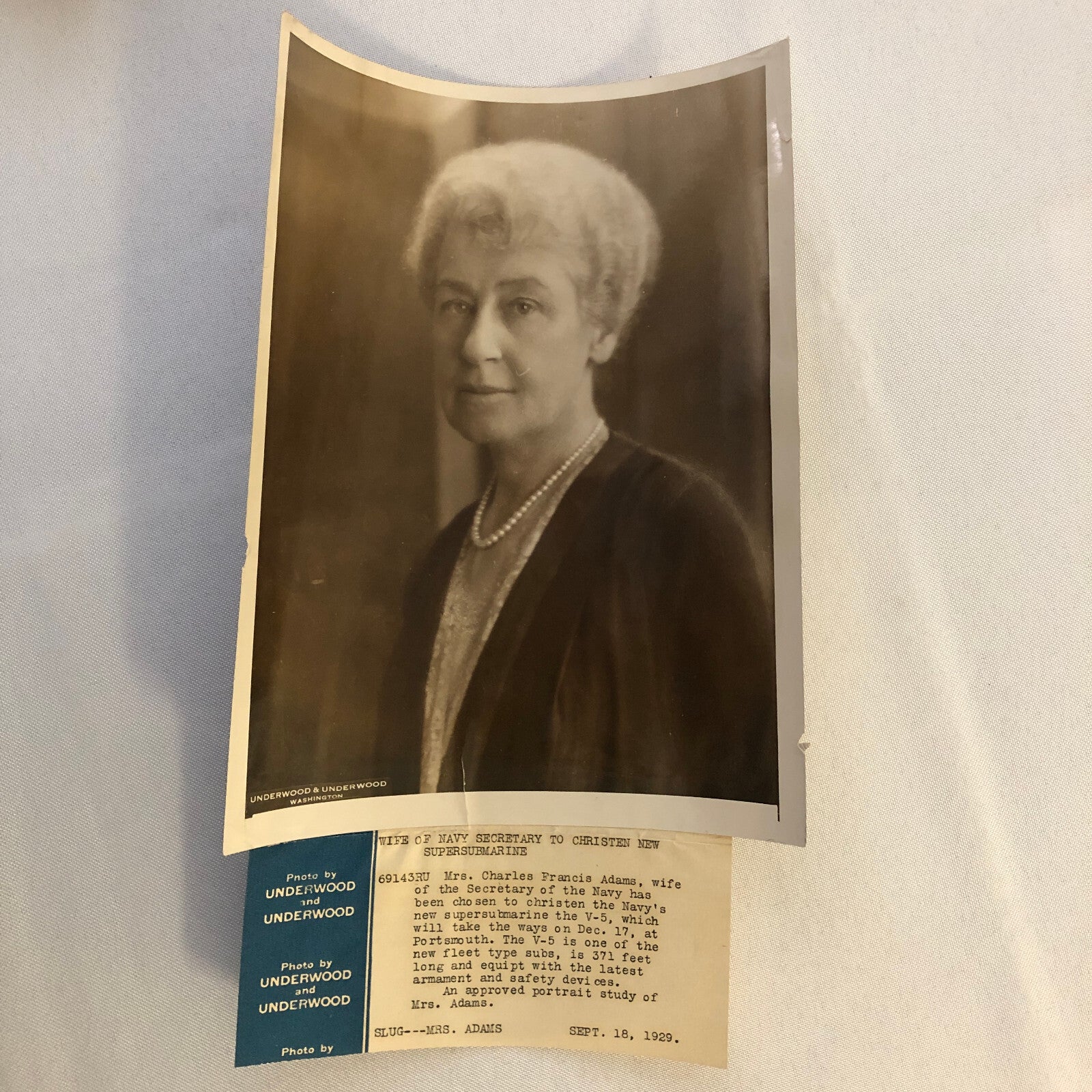 Press Photo Photograph Woman to Christen Super Submarine V-5 Sub Marine 1929