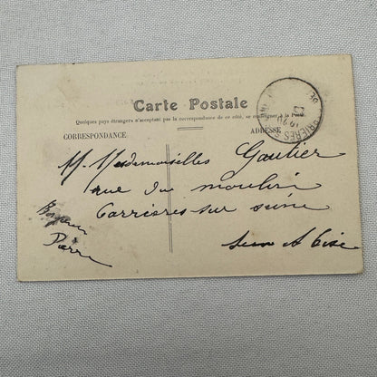 Vintage Zeppelin Airship Dirigible Postcard French Military Hangar Paris