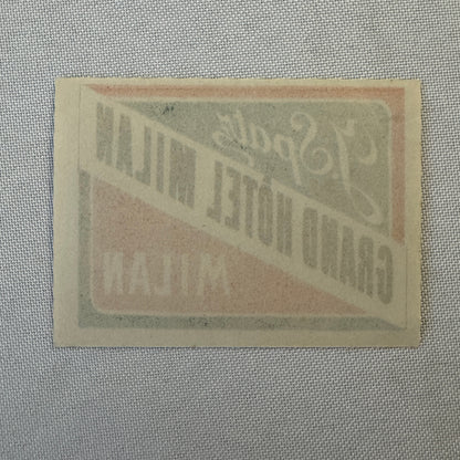 Vintage Hotel Travel Luggage Label J Spatz Grand Hotel Milan Milano Italy