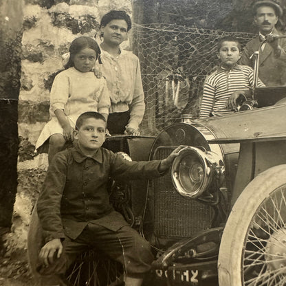 Antique Photo Photograph Print People with Automobile Car