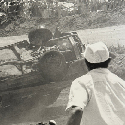 Vintage Racing Car Crash Wreck Rally Photo Photograph Print DPPI Press Photo
