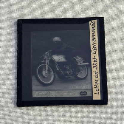 Antique Glass Plate Lantern Slide Motorcycle Racing Karl Lottes DKW German Bike