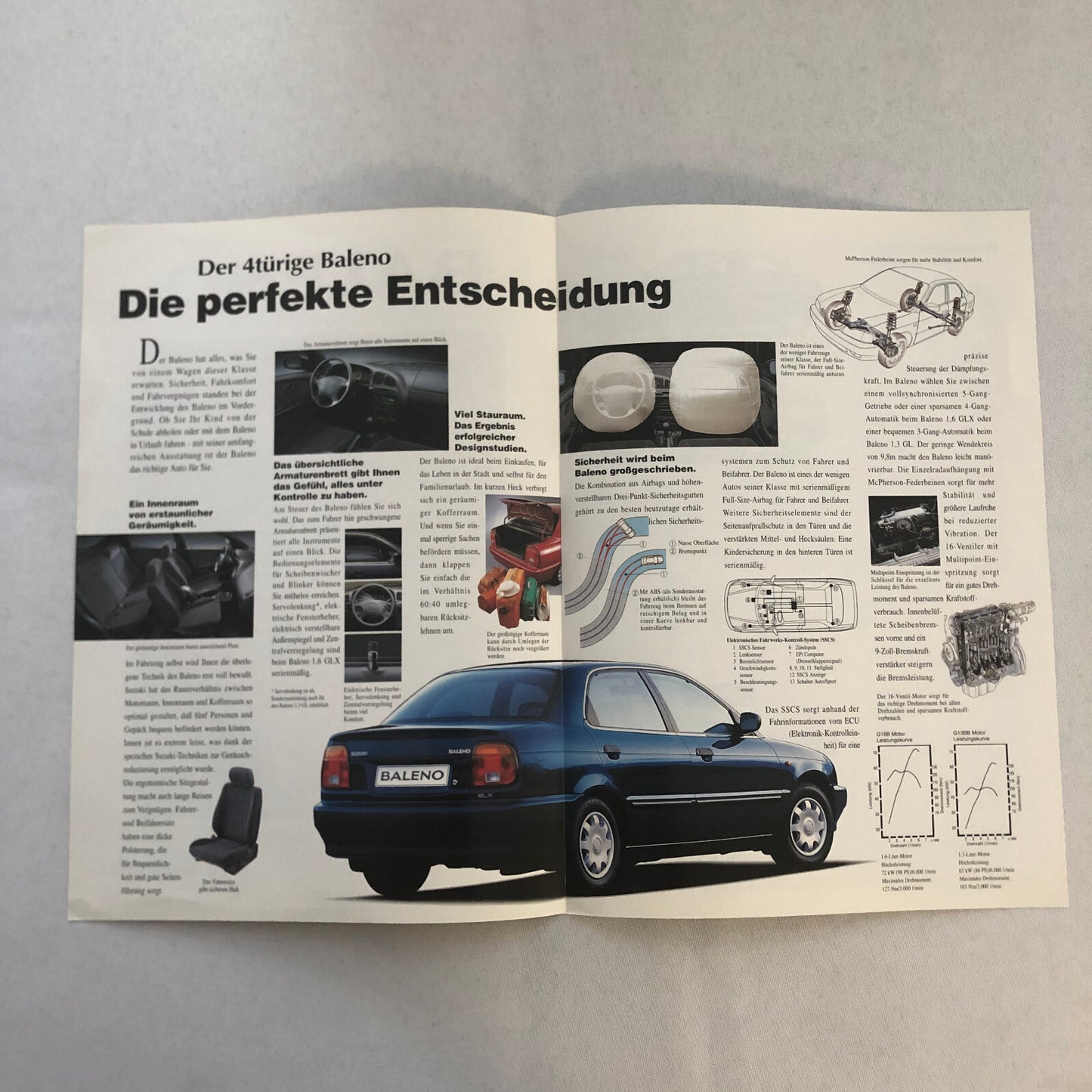 Suzuki Baleno Sedan Car Sales Brochure Catalog 1.6 GLX 1.3 GL GERMAN TEXT