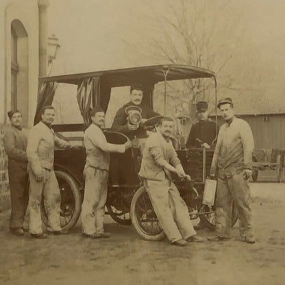 Antique Photo Photograph Print Men with Early Automobile Italian ? 