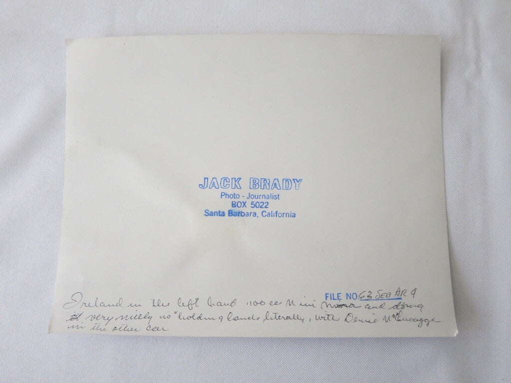 Vintage 1963 Morris Mini Minor Racing Photo Photograph Denise McLuggage Ireland 