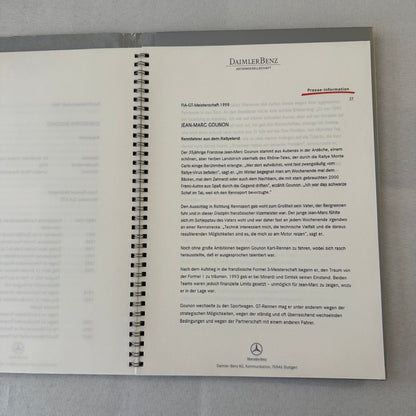 1998 Mercedes CLK GTR GT Racing Press Kit Photos Mark Webber Driver GERMAN