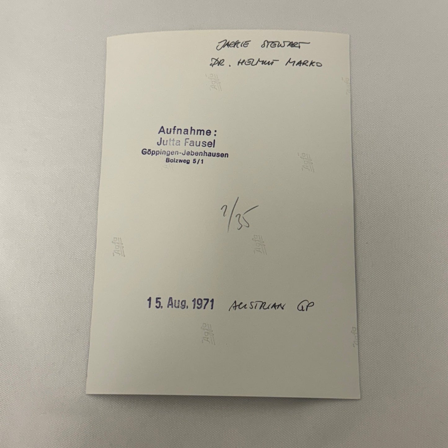 Vintage Racing Photo 1971 Austrian Grand Prix Jackie Stewart Dr Helmut Marko
