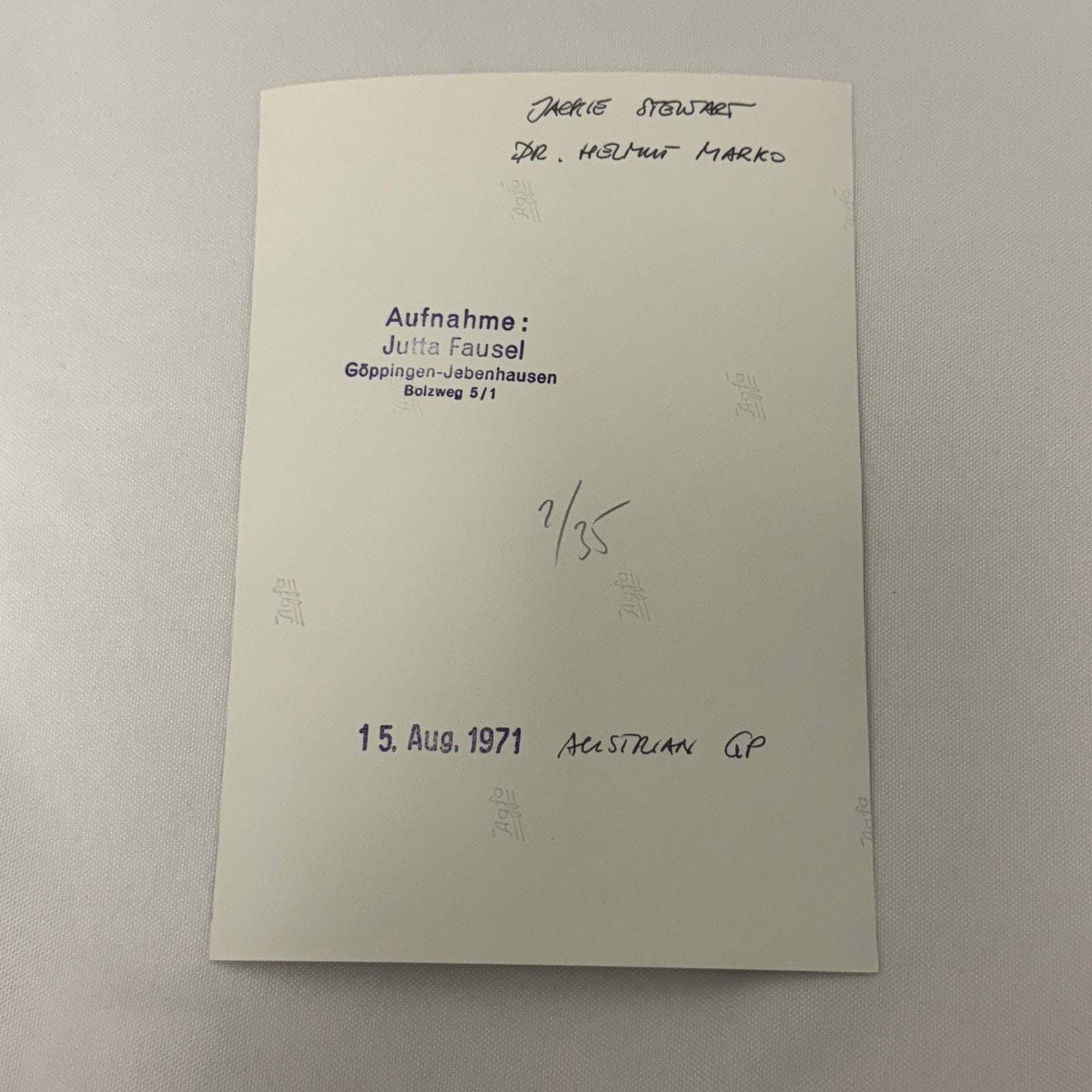 Vintage Racing Photo 1971 Austrian Grand Prix Jackie Stewart Dr Helmut Marko