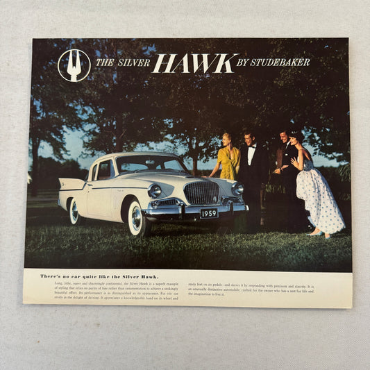 1959 Studebaker Silver Hawk Car Sales Brochure Catalog Vintage Advertising