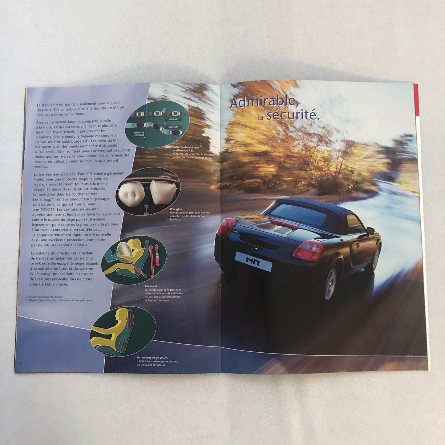Toyota MR Roadster Car Sales Brochure Catalog Advertising FRENCH TEXT Toyota MR2