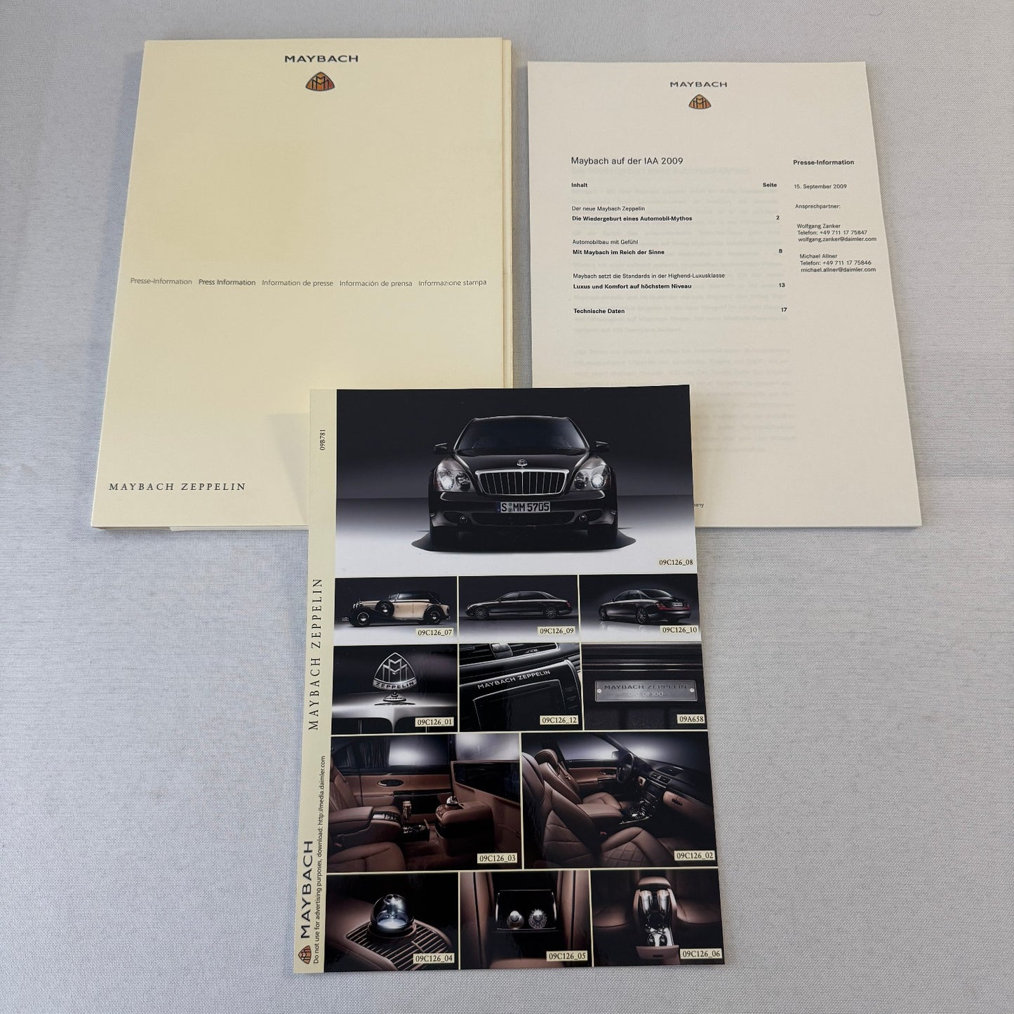 2009 Maybach 62 Zeppelin Car Press Kit Photo Brochure GERMAN