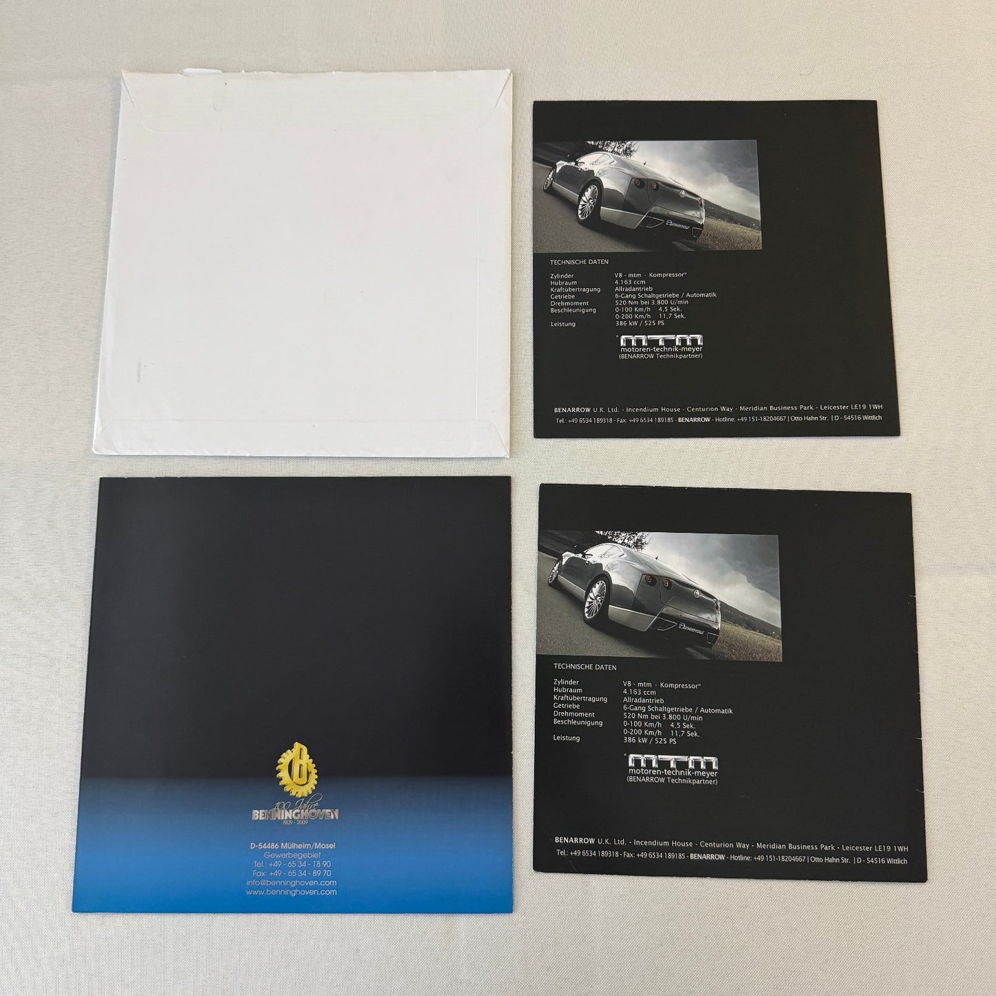 Benarrow Benninghoven Car Automobile Sales Brochure Catalog German 2009