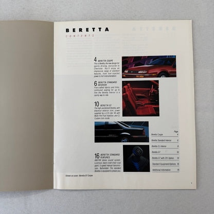 1988 Chevrolet Beretta Car Sales Brochure Catalog Vintage Advertising