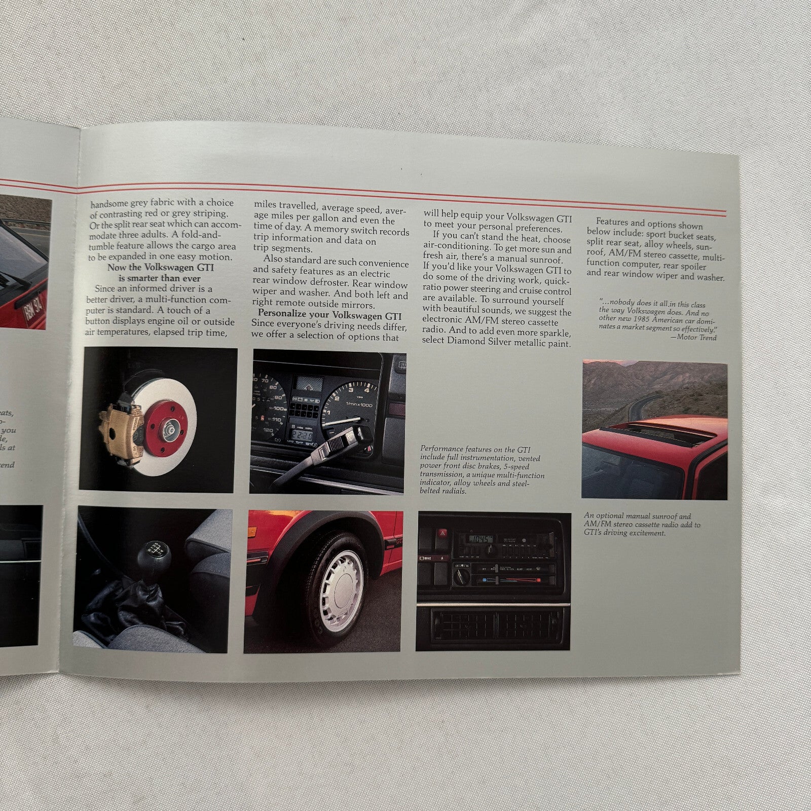 1985 Volkswagen Golf GTI Car Sales Brochure Catalog Advertising