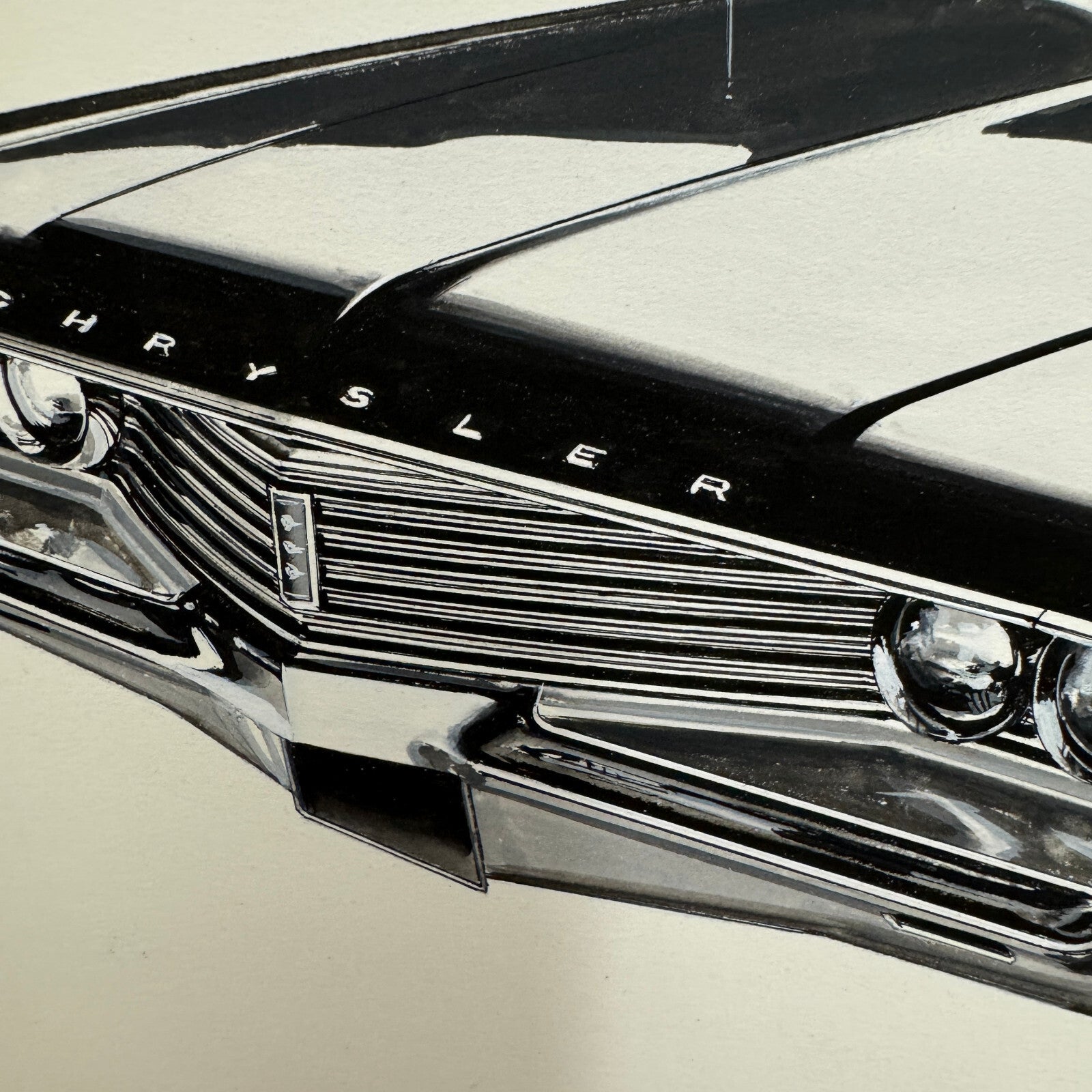 Vintage Chrysler Car Automobile Illustration Art Drawing Hand Drawn Robert Preis