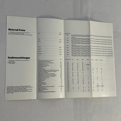 1980 BMW Motorcycle Price and Options Brochure Catalog R65 R100 R80 R45 GERMAN