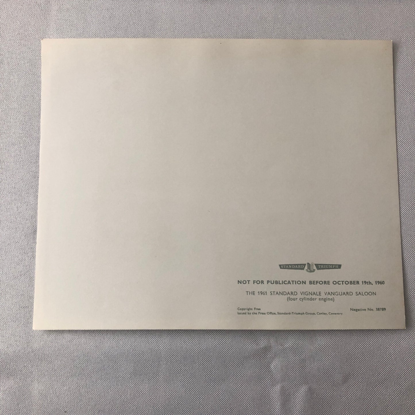 1961 Standard Vignale Vanguard Saloon Sedan Factory Press Photo Photograph