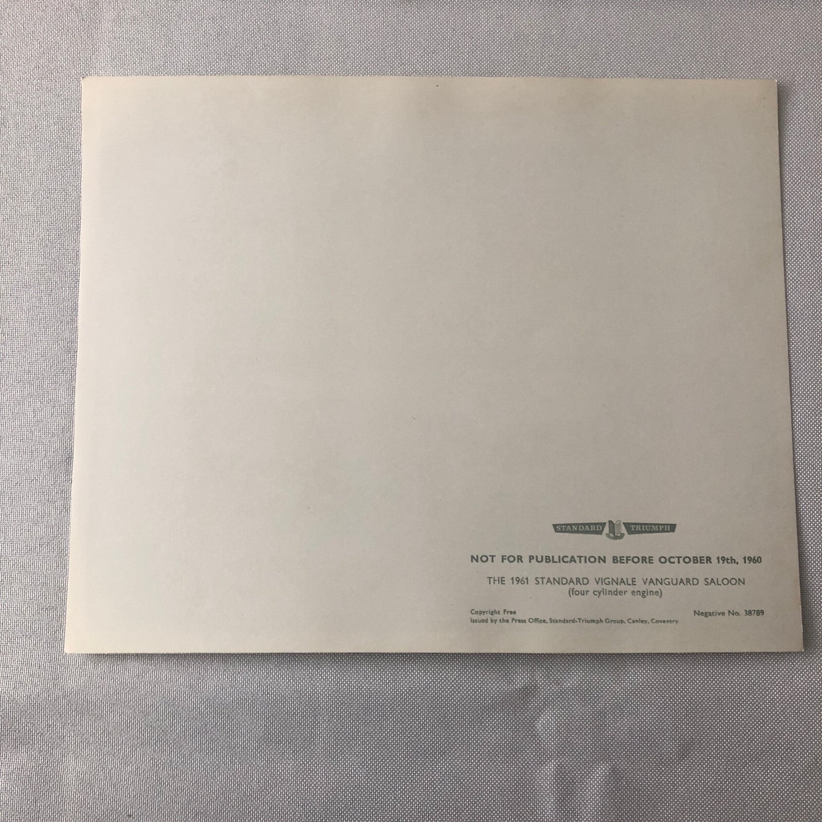 1961 Standard Vignale Vanguard Saloon Sedan Factory Press Photo Photograph