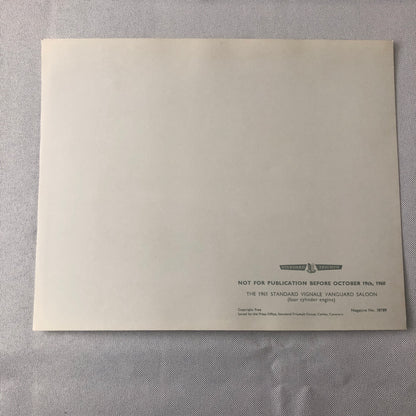 1961 Standard Vignale Vanguard Saloon Sedan Factory Press Photo Photograph