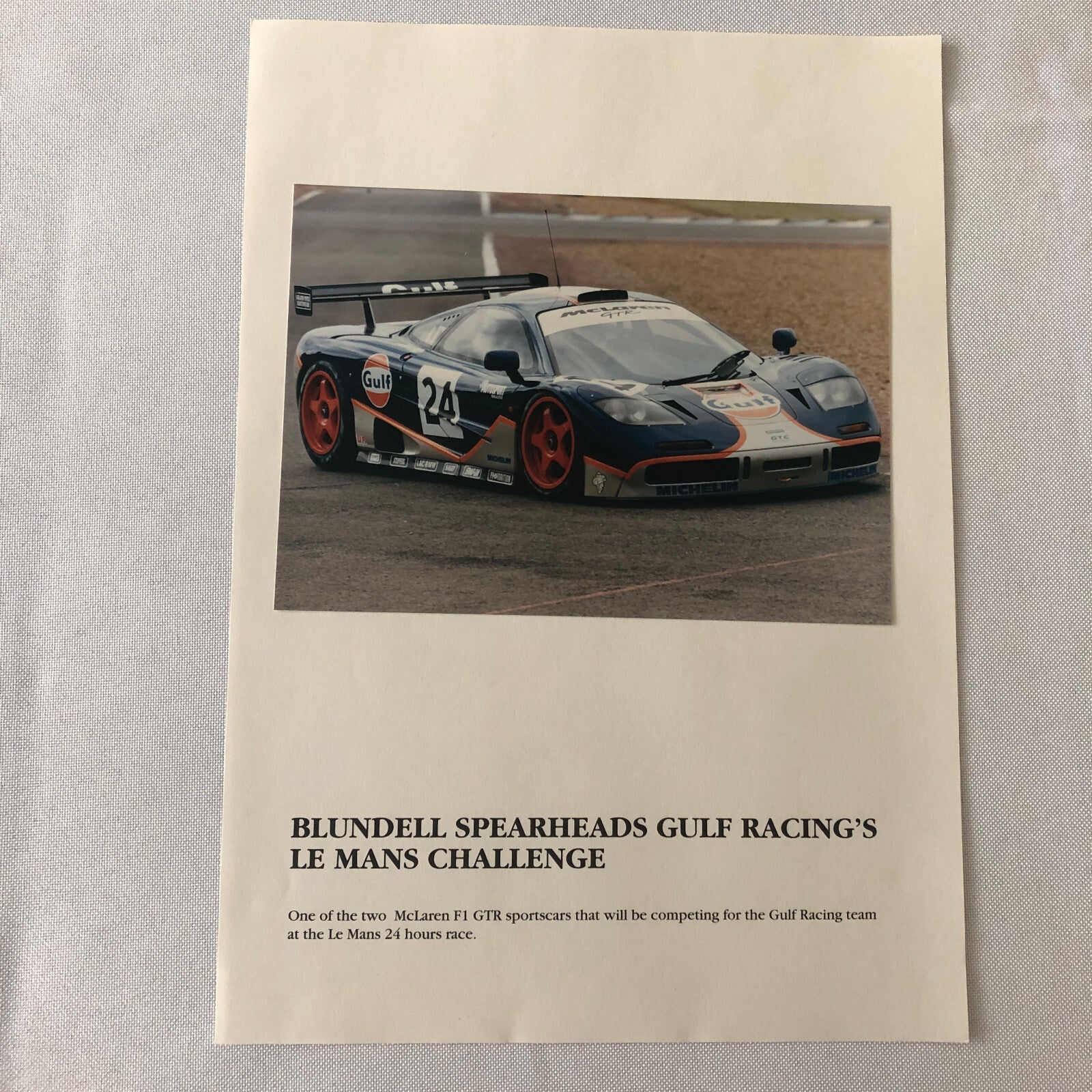 Gulf Racing McLaren F1 GTR Press Kit Brochure Photos
