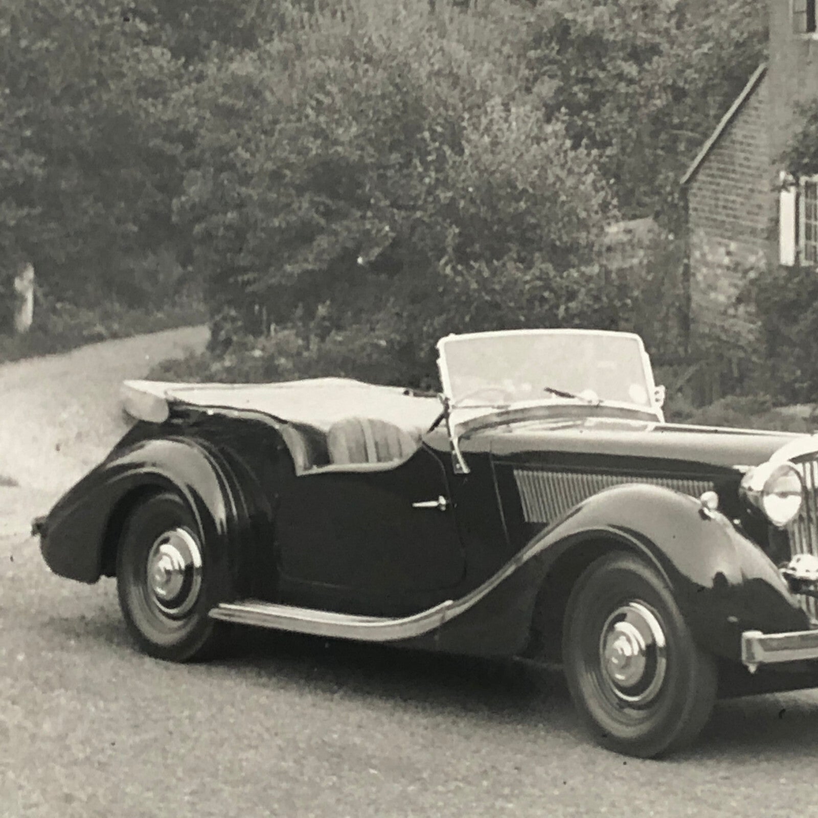 Vintage Car Automobile Outside Estate Home Photo Photograph Print - Lagonda ? 