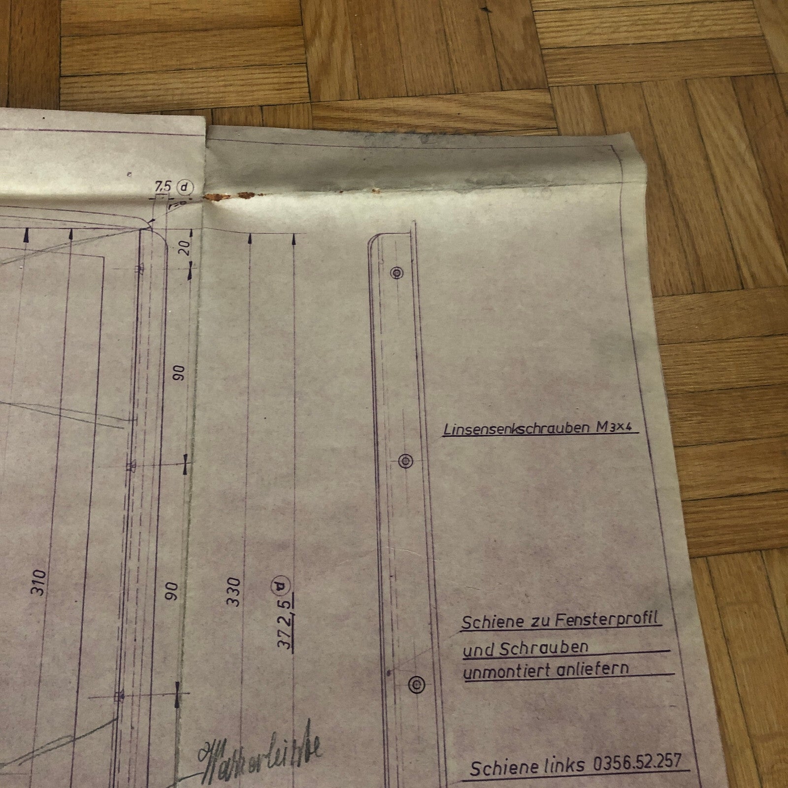 Vintage Porsche Reutter & Co Coachbuilder Factory Part Blueprint Document German