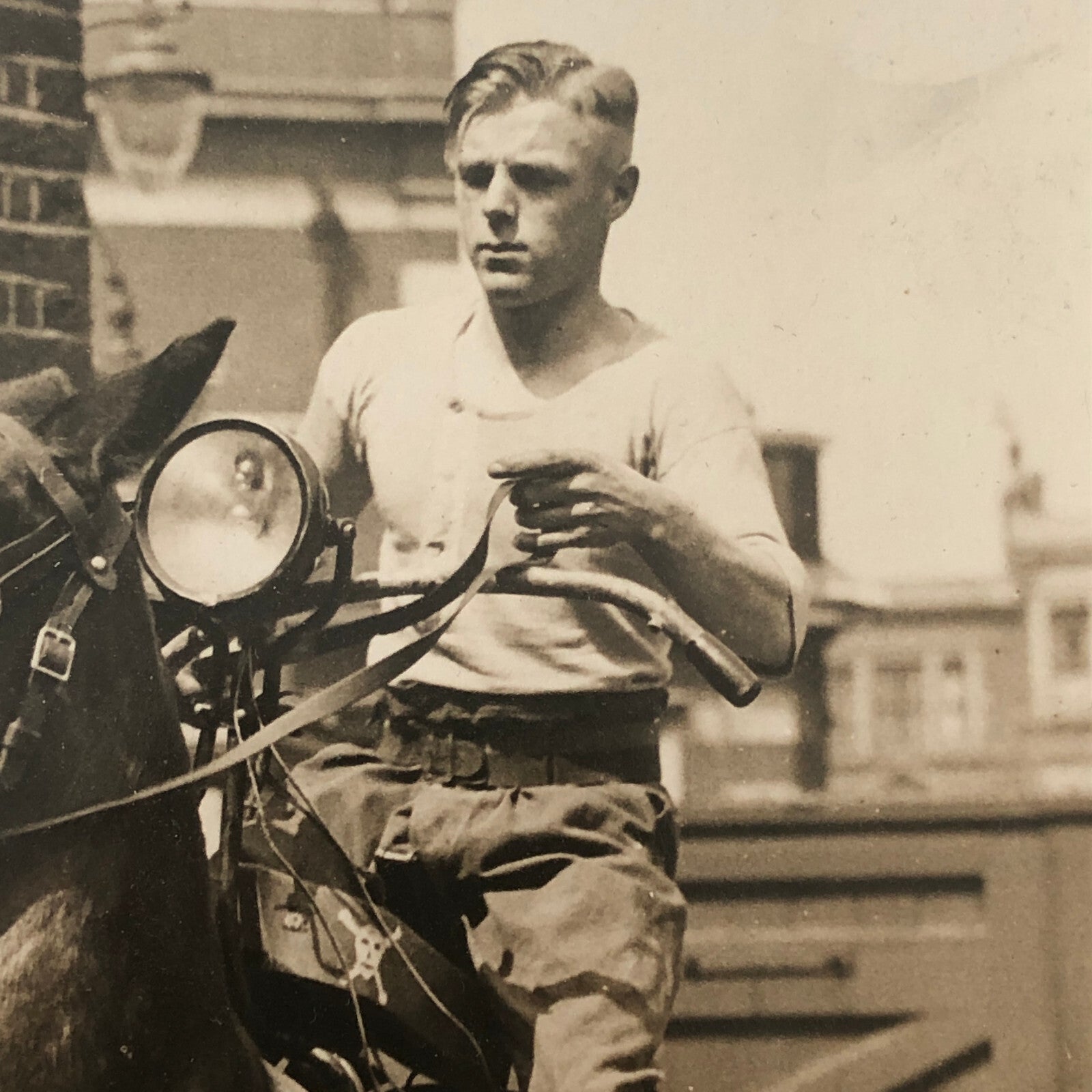 Press Photo Photograph Horse Dressed as Motorcycle Bike London News Agency 1933
