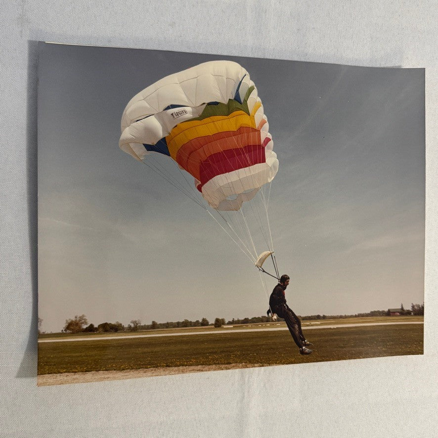 Vintage Skydiving Parachute Photo Large Format Aviation Photograph 1970s-80s