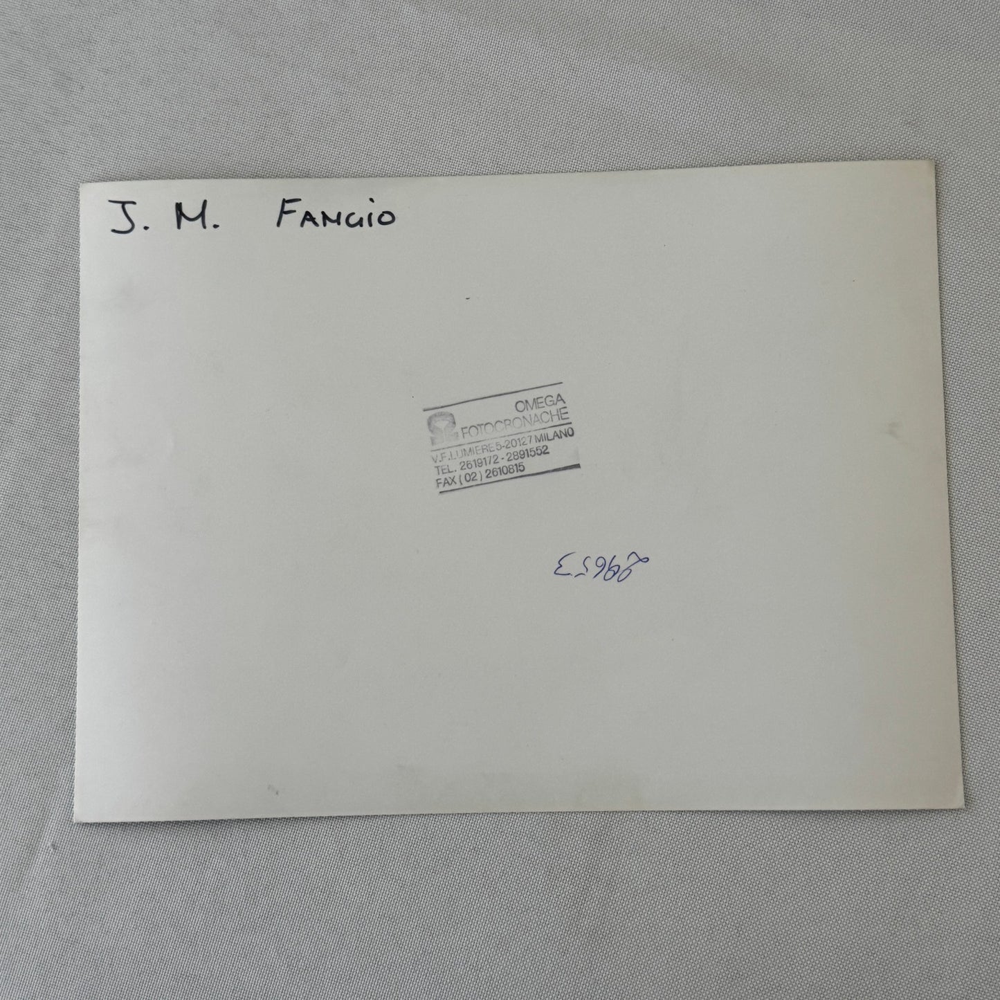 Juan Manuel Fangio Racing Driver Photo Photograph Print Vintage Italian