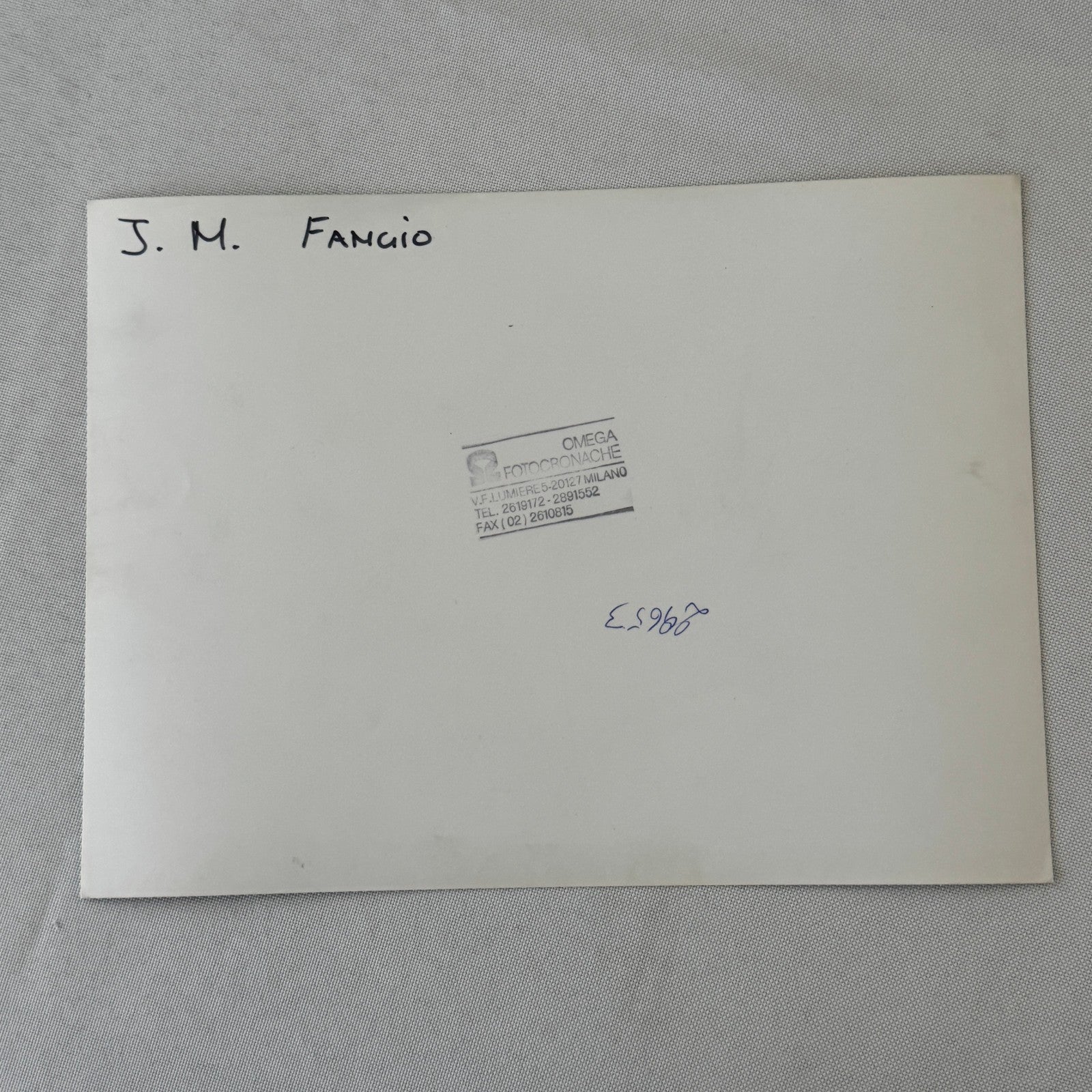 Juan Manuel Fangio Racing Driver Photo Photograph Print Vintage Italian