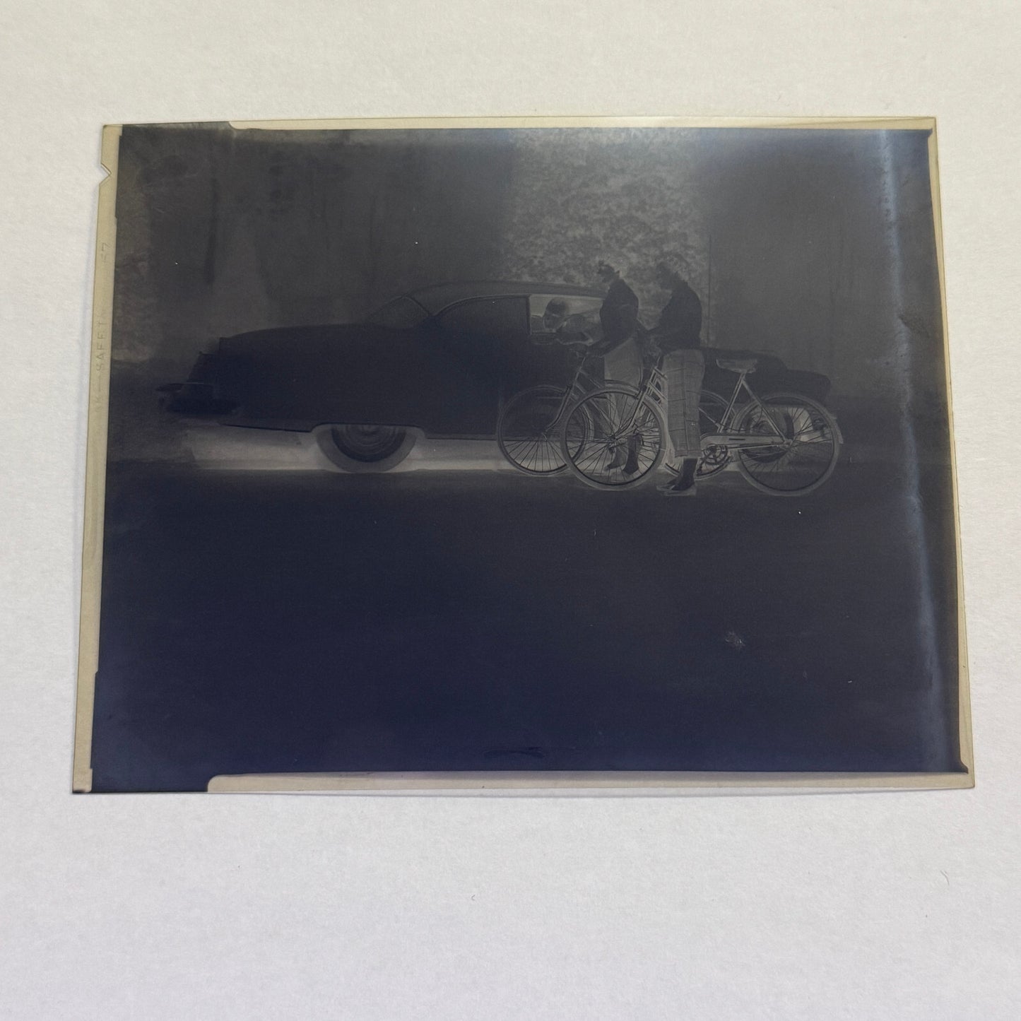 Vintage Photo Negative Women on Bicycles Bike with Cadillac Car Indian Bicycle ?