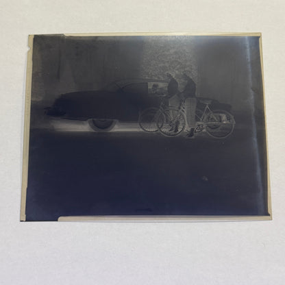 Vintage Photo Negative Women on Bicycles Bike with Cadillac Car Indian Bicycle ?