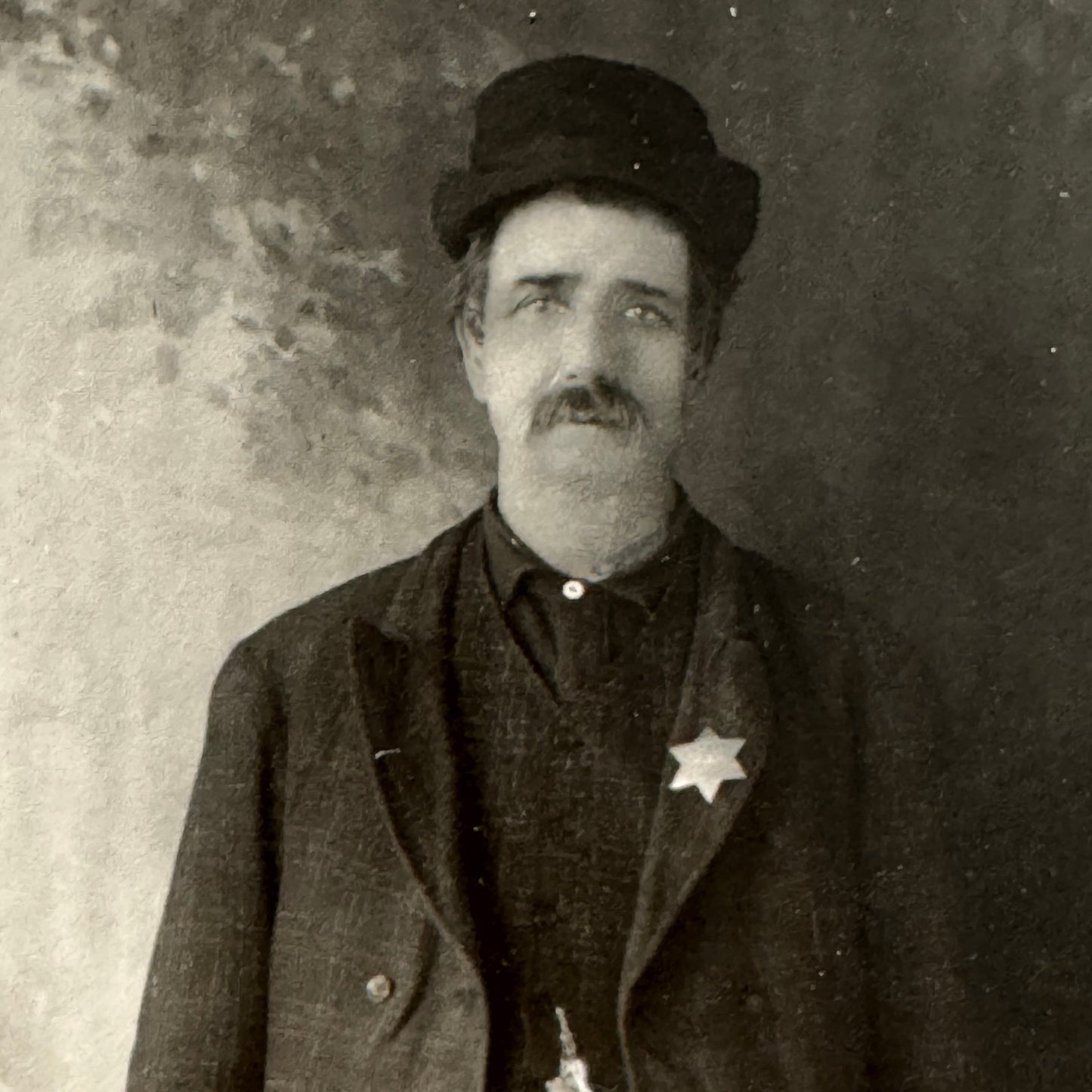 Antique Cabinet Card Photo Sheriff Lawman Badge 1890s James Mason Photograph