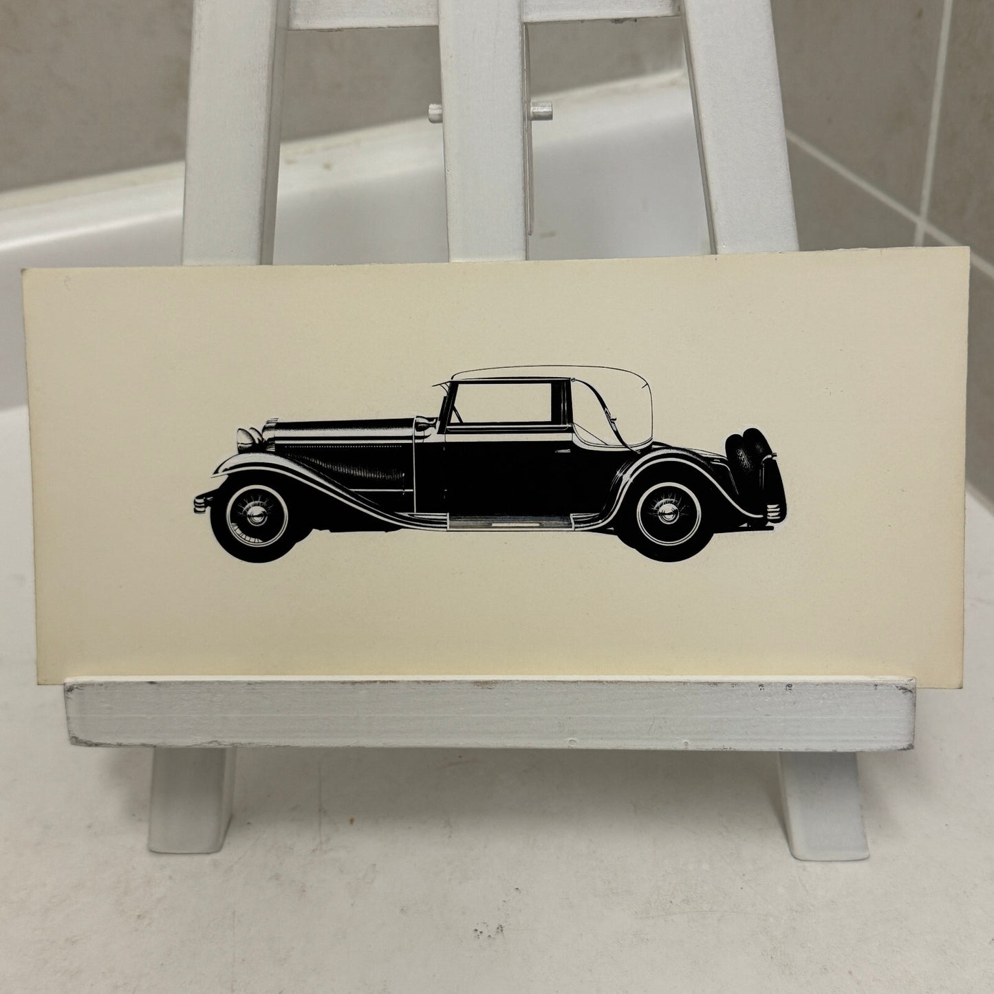 1931 N.A.G. V8 Sport Cabriolet Car Illustration Art Drawing Vintage Miniature