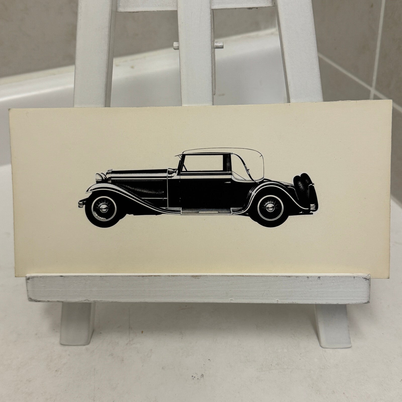 1931 N.A.G. V8 Sport Cabriolet Car Illustration Art Drawing Vintage Miniature