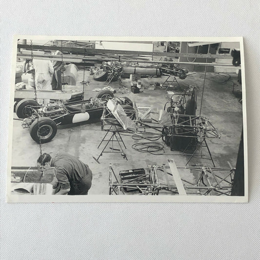 Vintage Racing Photo Photograph Jack Brabham Race Shop Workshop Car