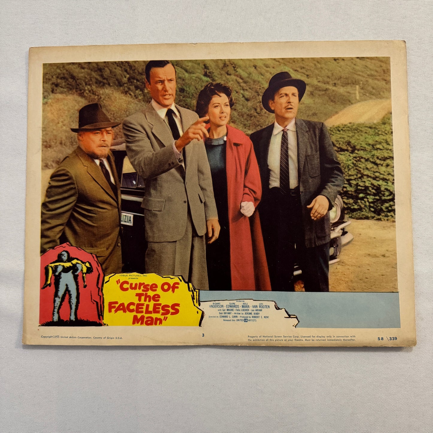 Vintage Horror Movie Lobby Card Poster 1958 The Curse of the Faceless Man
