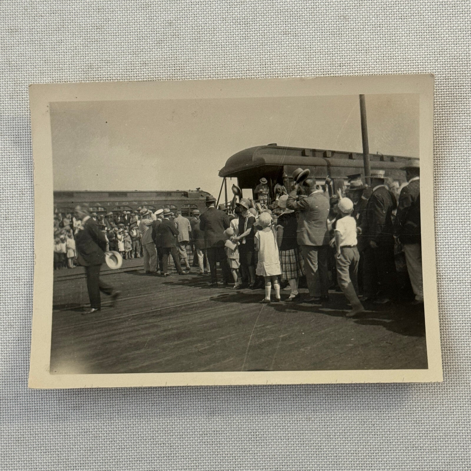 Vintage Photo Photograph Lot 5x Crowd of People around Trains