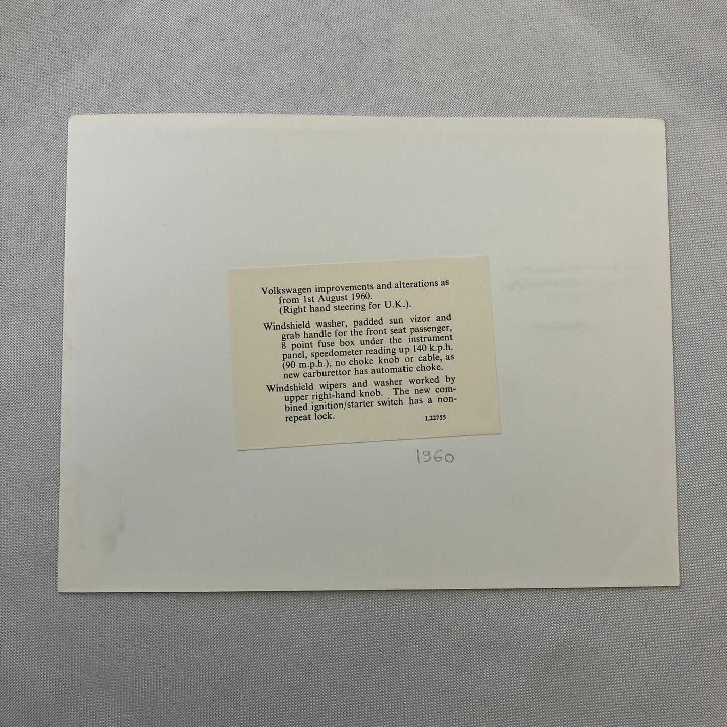 Volkswagen VW Beetle Factory Press Photo Photograph Print