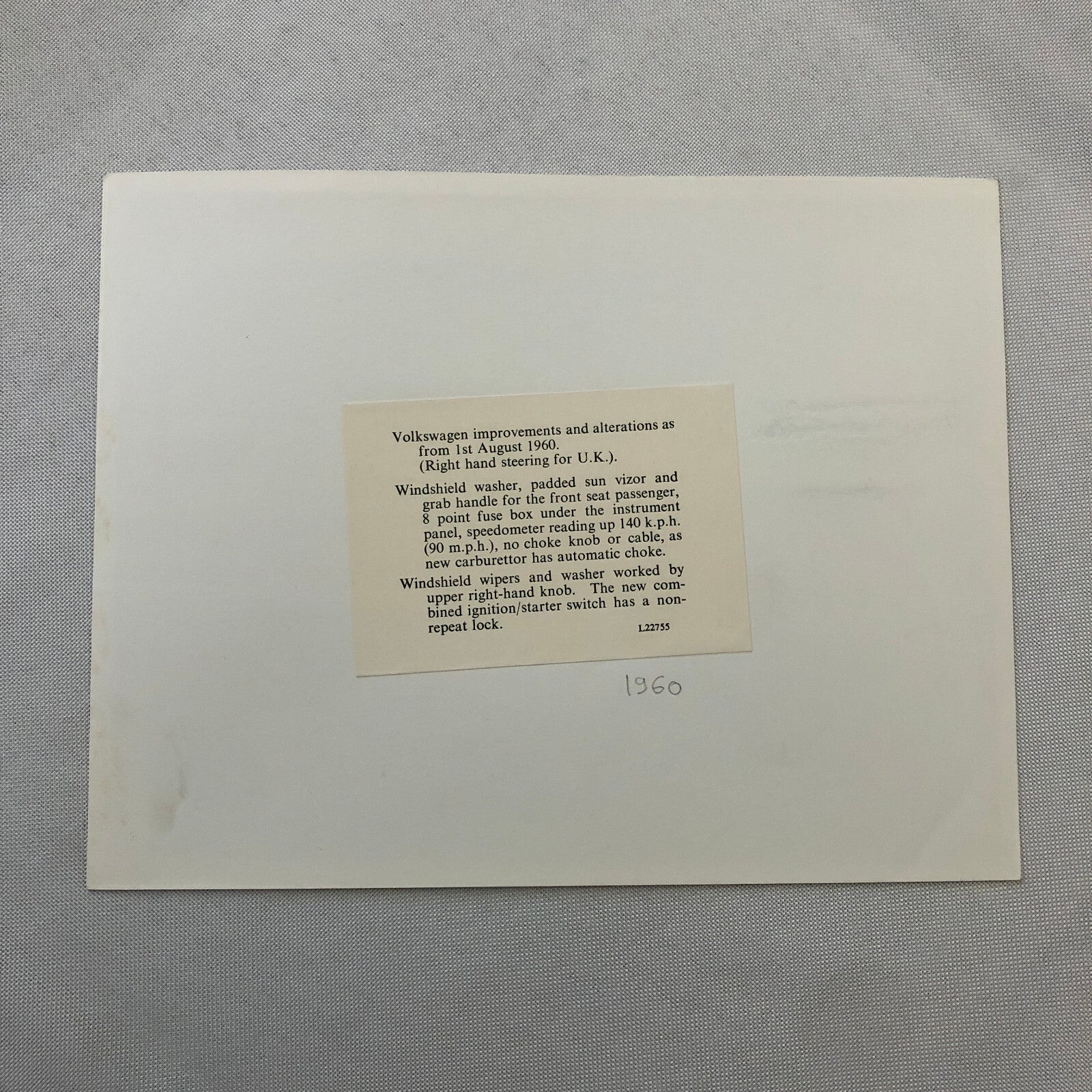 Volkswagen VW Beetle Factory Press Photo Photograph Print