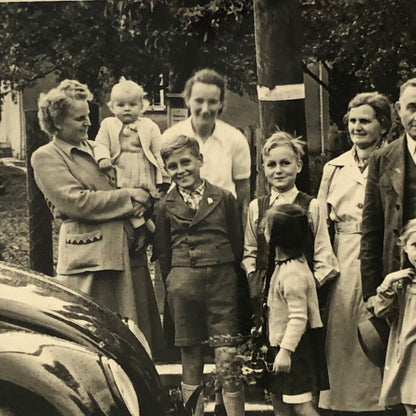 Vintage Photo Photograph Snapshot Family with VW Volkswagen Beetle Bug Car