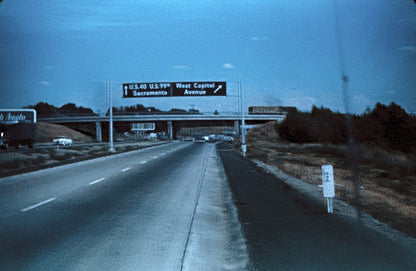 35mm Slide Vintage Image California Highway West Capitol Avenue Sign Red Border