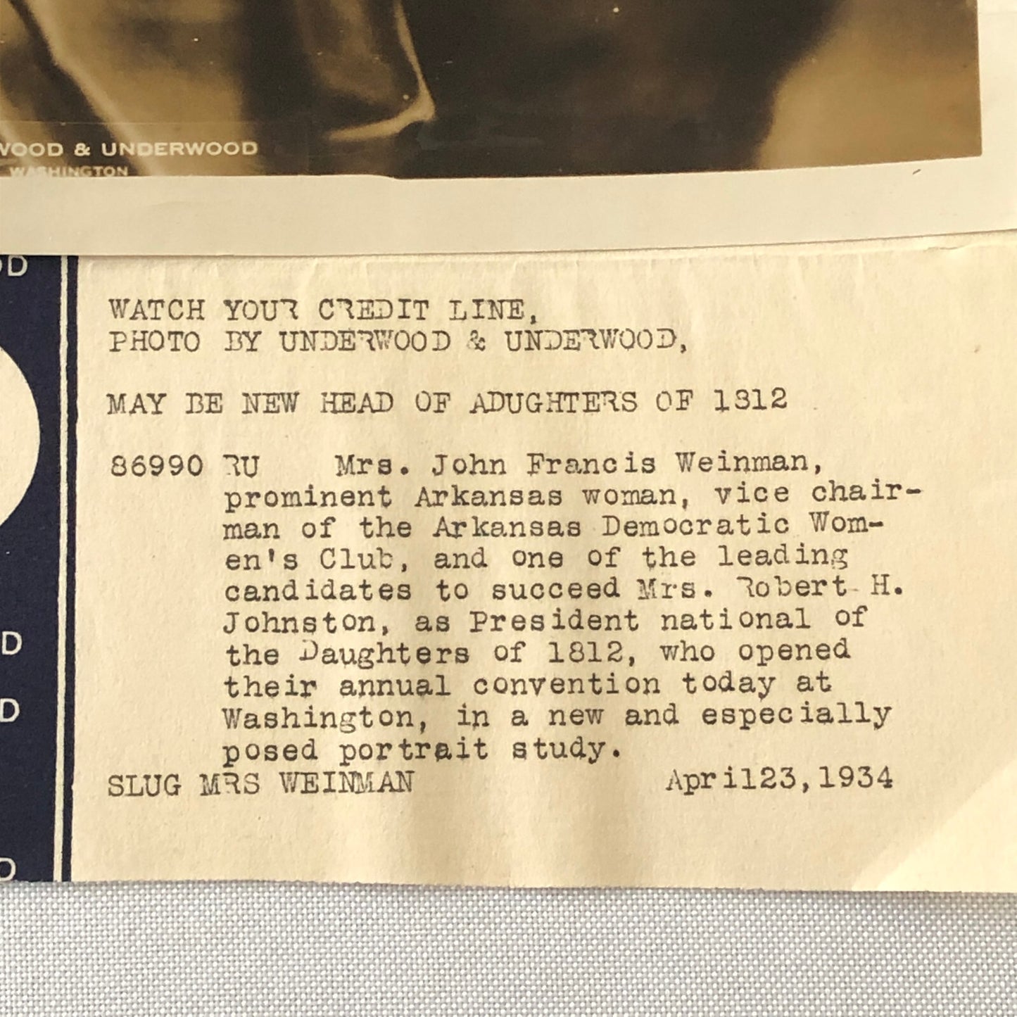 Press Photo Photograph 1934 Portrait Democratic Womens Club Vice Chairman