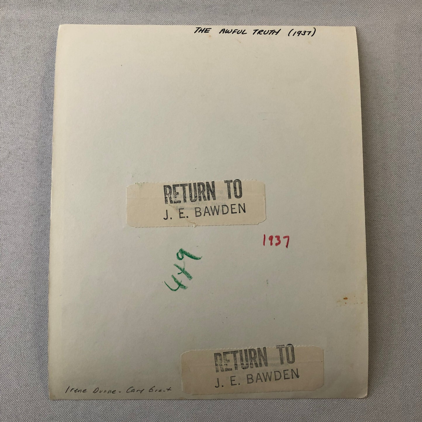 Cary Grant Irene Dunne The Awful Truth Movie Film Photo Photograph Motorcycle