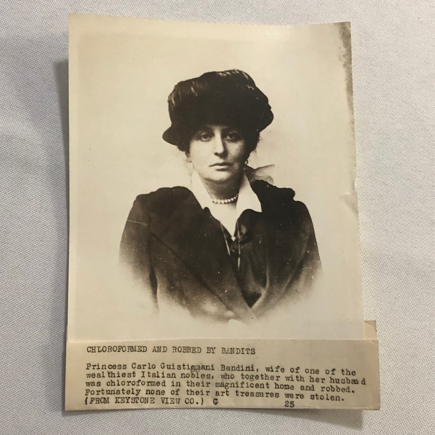 Press Photo Photograph Italian Princess Robbed Crime News Photo 1920s