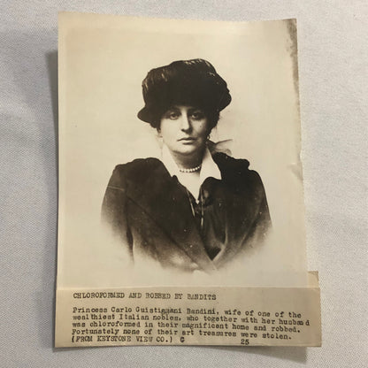 Press Photo Photograph Italian Princess Robbed Crime News Photo 1920s