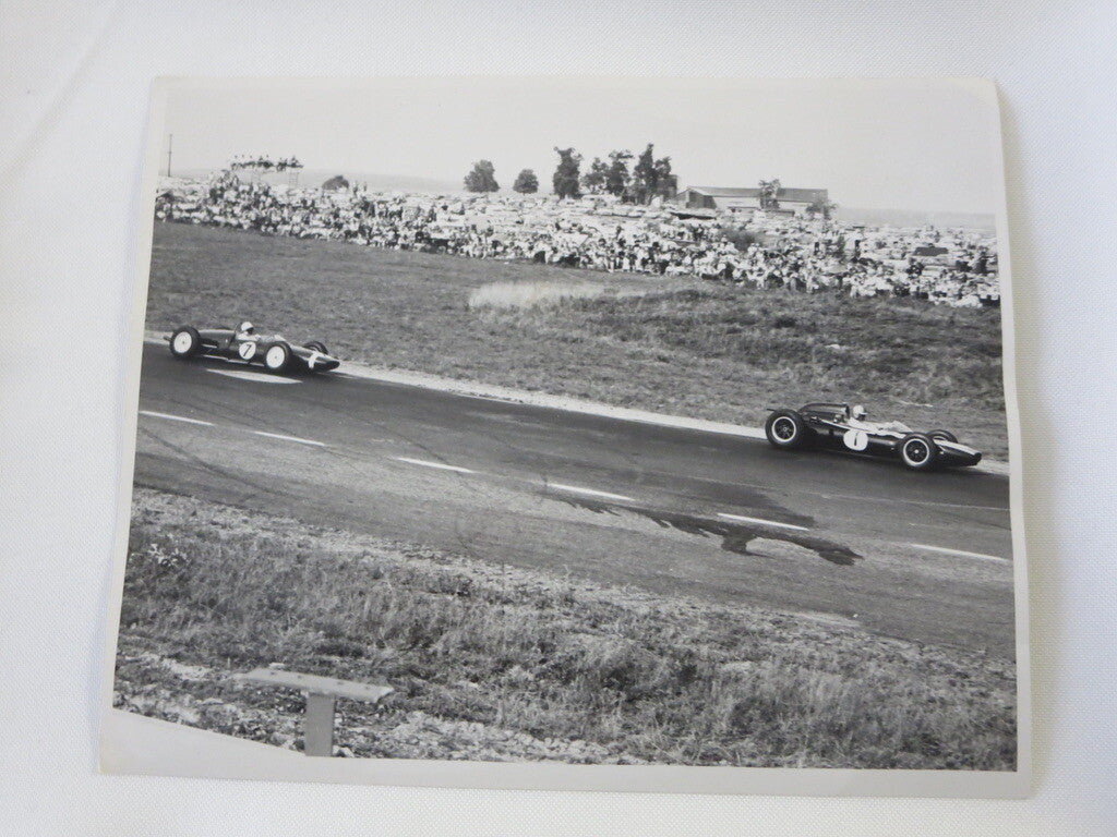 Vintage 1960s Grand Prix Racing Photo Photograph Stirling Moss Jack Brabham 