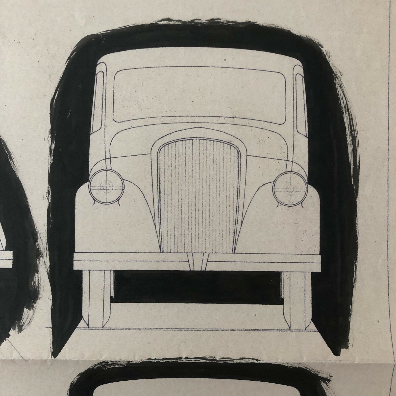 1934 Coachbuilder Car Design Blueprint Rendering Blue Print Coupe 